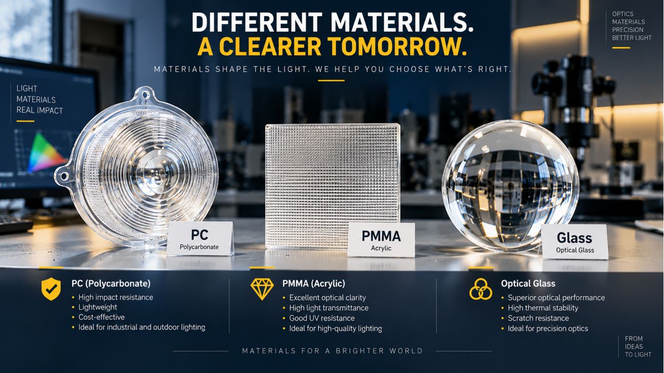 PC, PMMA or Glass