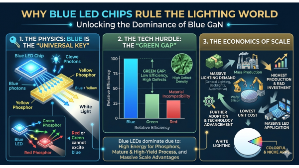 Why are almost all LED chips Blue