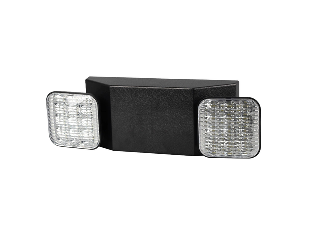 LED Square Fire Double Head Emergency Light Black_Spiral Lighting