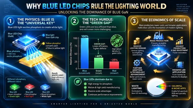 Why are almost all LED chips Blue