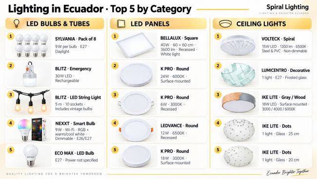 Best-selling LED lighting products in Ecuador